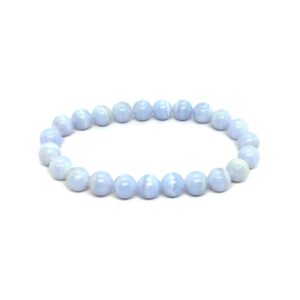 Blue Lace Agate Polished 8mm Bead Bracelet