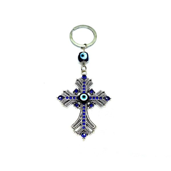 Cross Evil Eye Key Ring