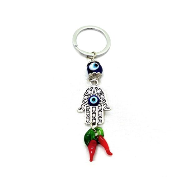 Chilli Hamza Hand Turkish Eye Key Ring