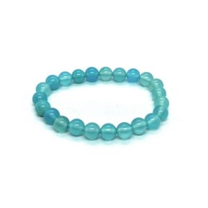 Blue Agate 8mm Polished Bead Bracelet