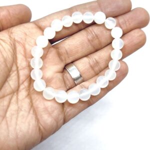 White Agate 8mm Polished Bead Bracelet