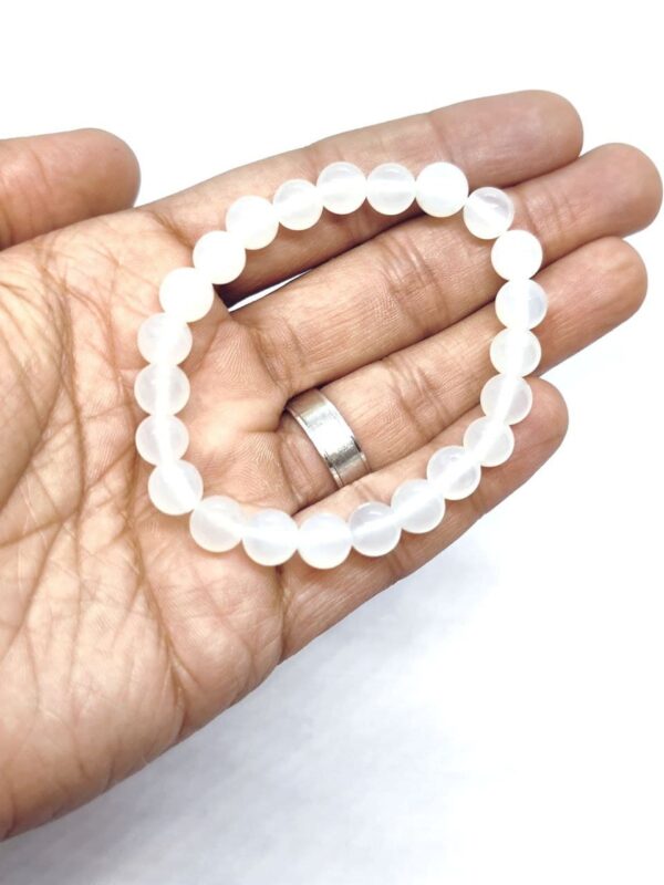 White Agate 8mm Polished Bead Bracelet