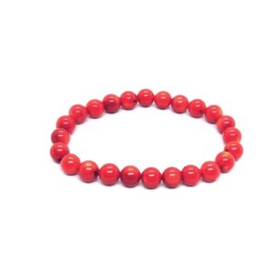 Red Coral 8mm Polished Bead Bracelet