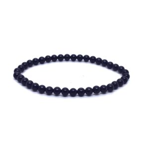 Black Obsidian 4mm Polished Bead Bracelet