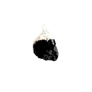 Black Tourmaline Silver Dipped Hook Pendant