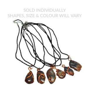 Wire Wrapped Polished Stone Necklace (Garnet)