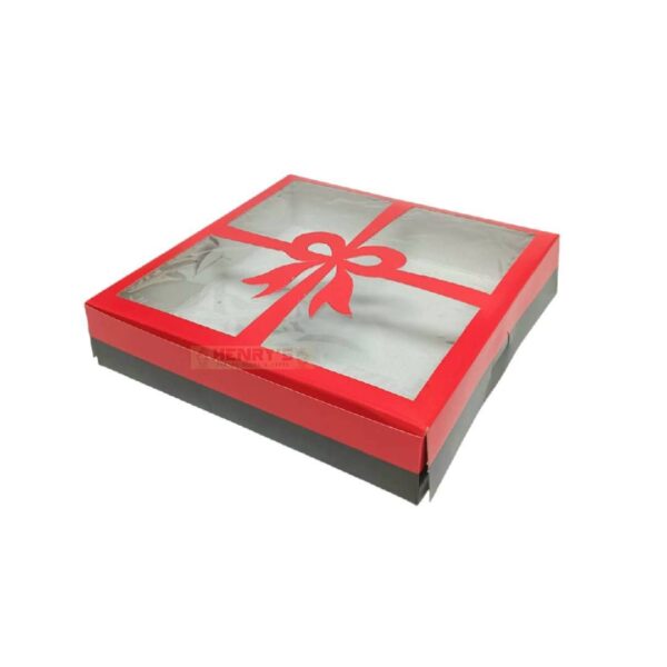 Gift Box With Window 10 Pack Red & Black