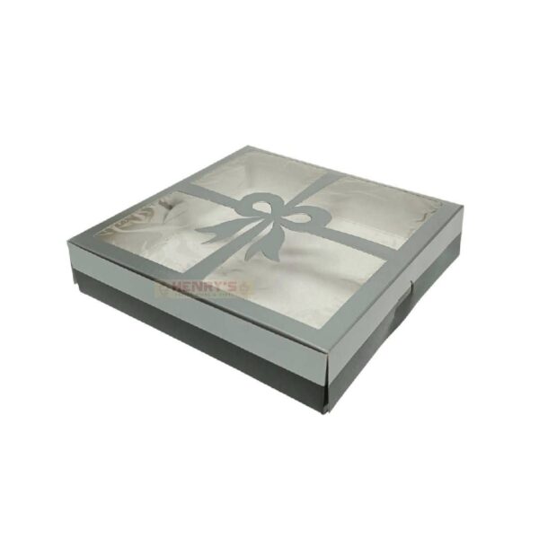 Gift Box With Window 10 Pack Silver & Black