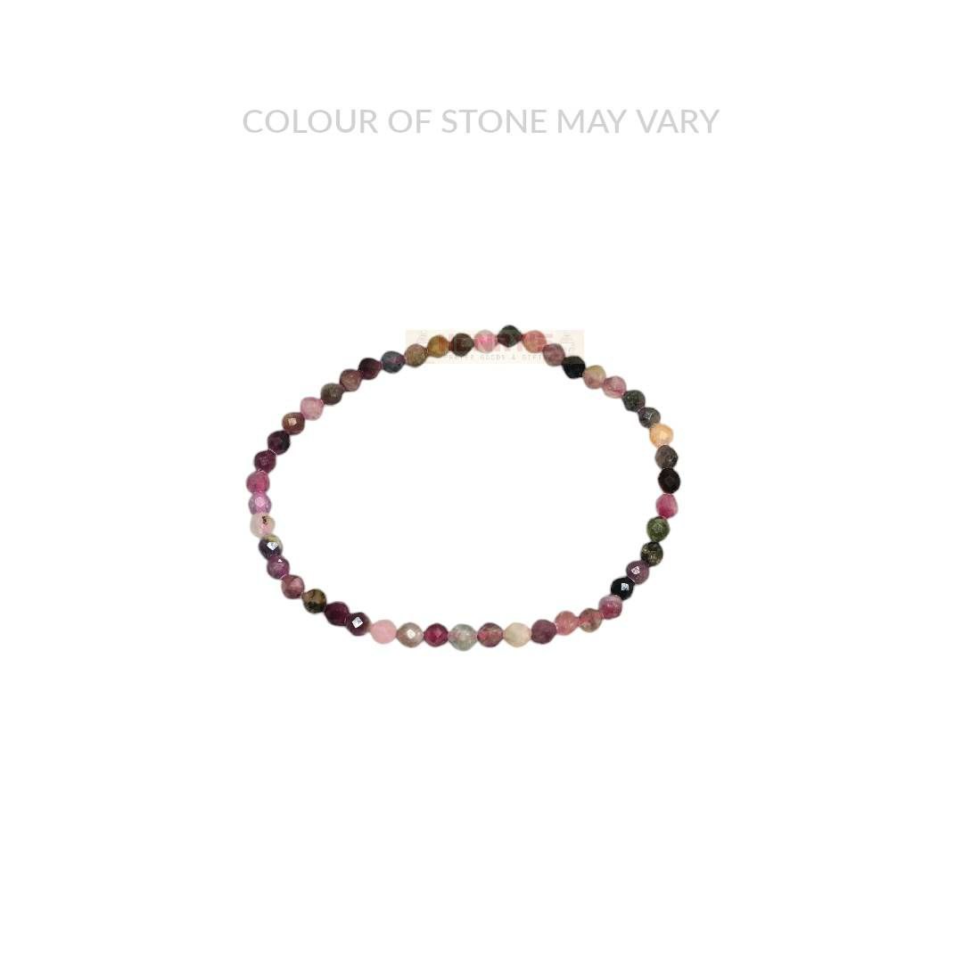 Mixed Tourmaline Faceted 4mm Bead Bracelet