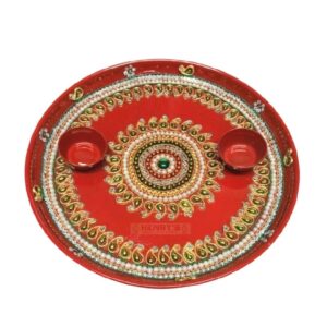 Puja Tray Red Round 27cm